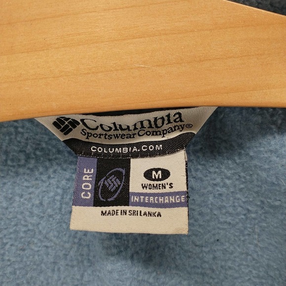 Columbia Interchange Women's Fleece Jacket Blue Medium Logo Front Zip - Picture 7 of 16